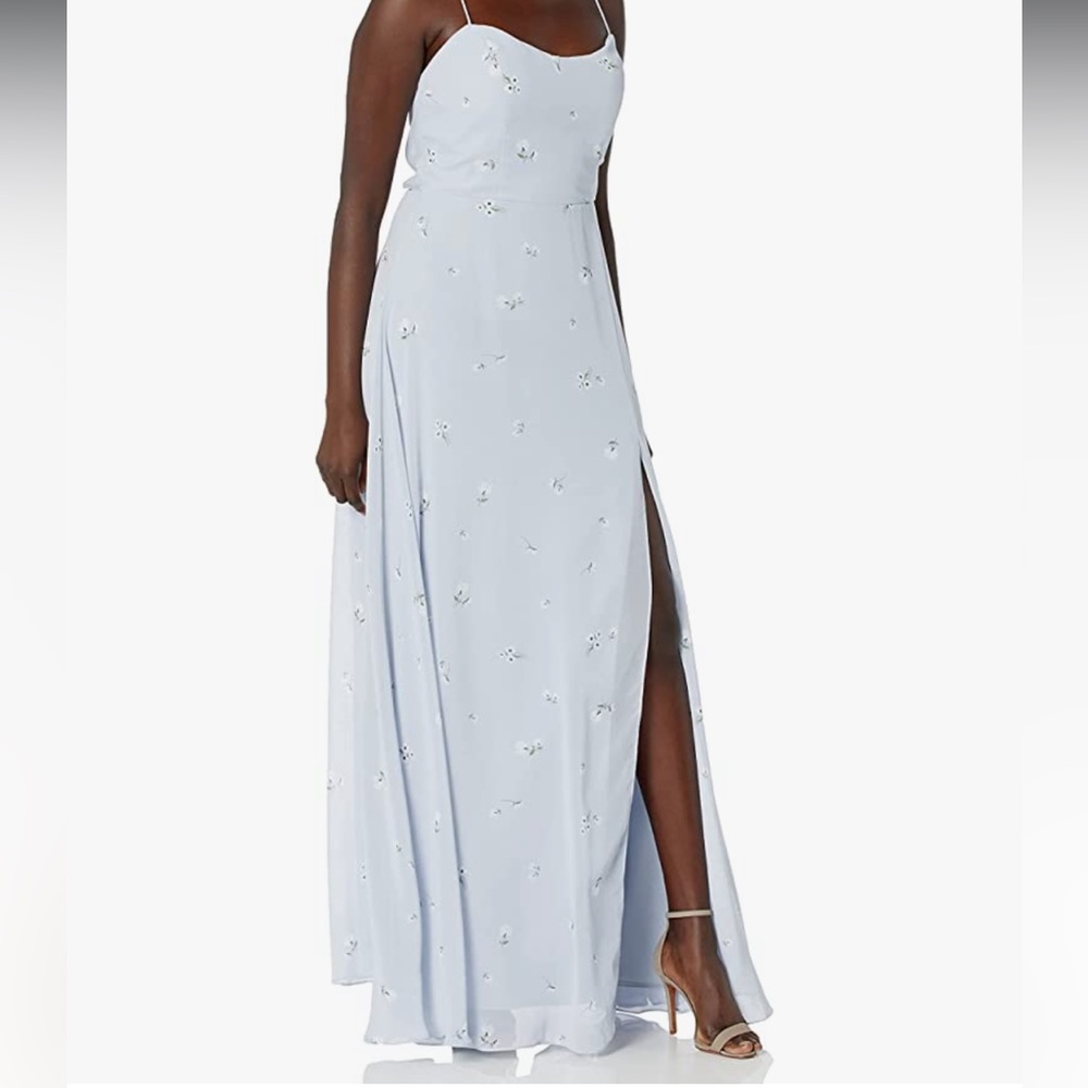JENNYYOO Whisper Blue Luxe Chiffon Prints 1985H-Kiara Ditsy Print Size 10